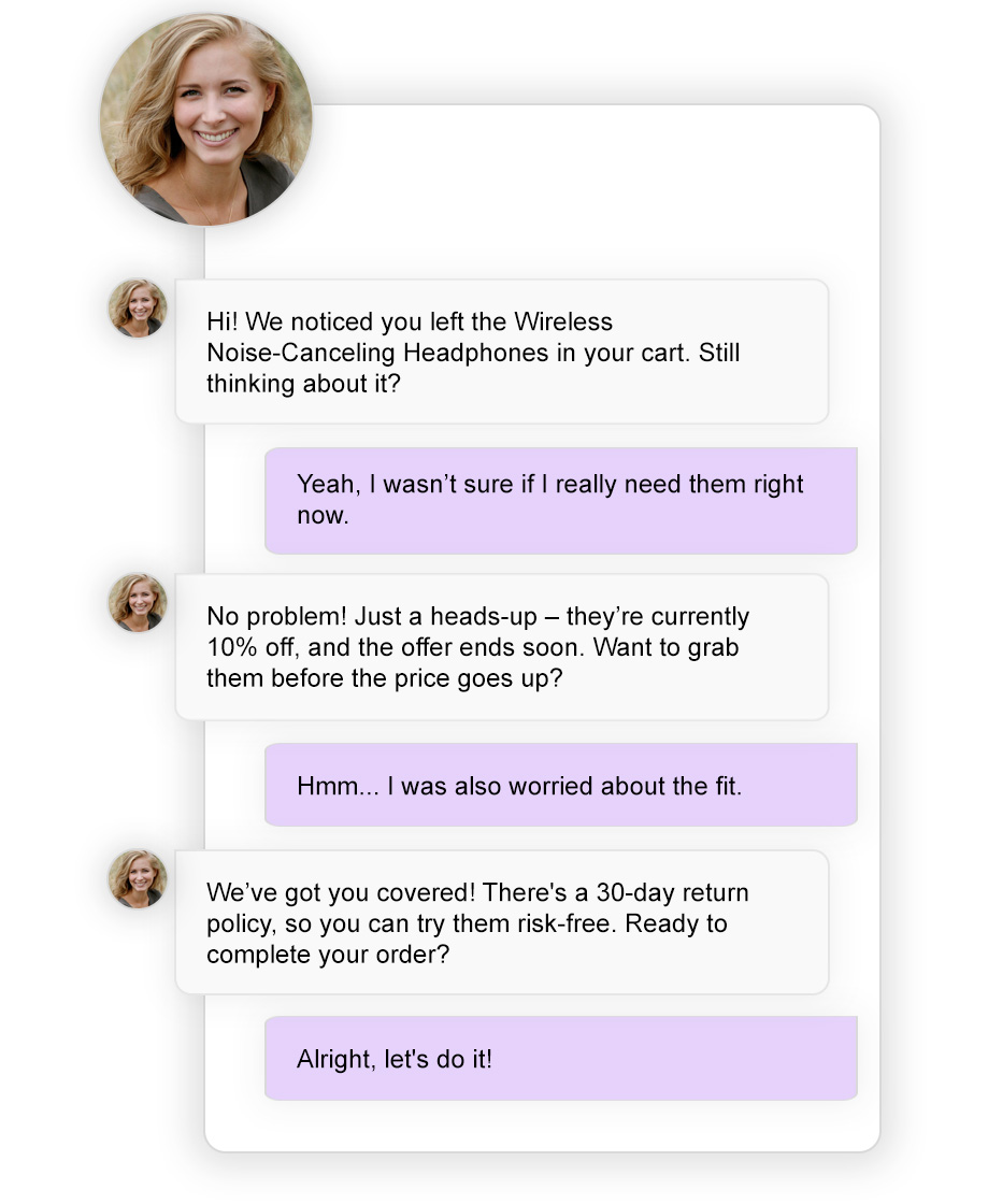 Sales conversion dashboard showing AI agent converting browsers to buyers